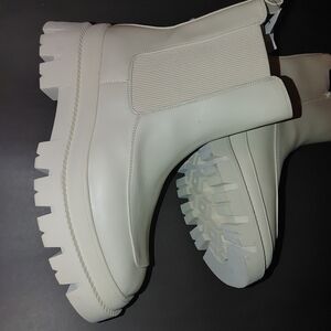 Lane Bryant Womens 11W Chunky Utility Y2K Lug Sole Square Stretch Combat Boots